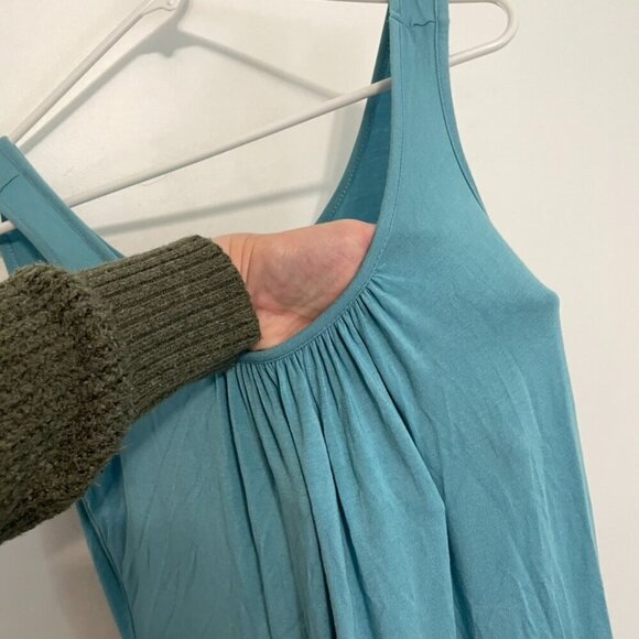 NEW NWT CALVIN KLEIN CK Sleeveless Tiered Dress Solid Aqua Blue Midi Sundress 6 - Picture 7 of 14